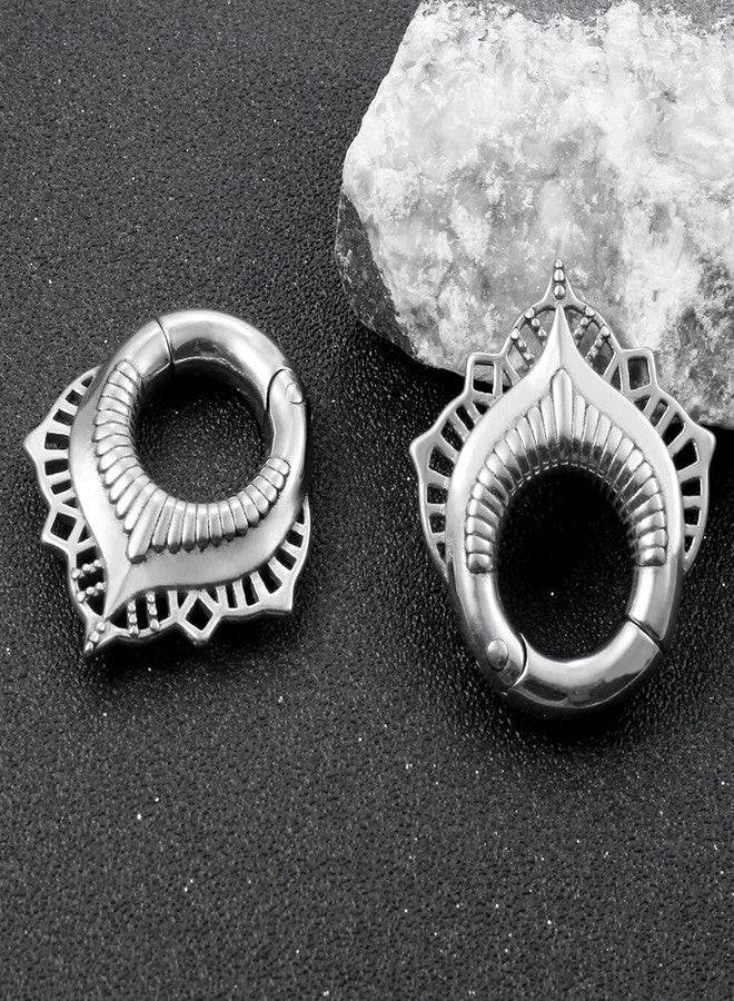 Earblity 6mm (2g) Silver Floral Ear Hangers Weights 2g for Stretching Ear Lobe 316 Stainless Steel Ear Gauges Dangle Piercing Tunnels Women Body Jewelry 2PCS - Image 2